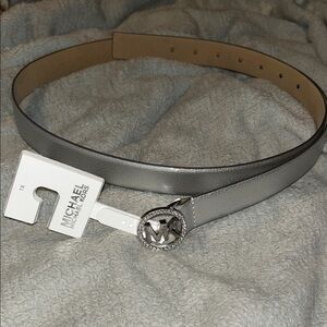 Michael Kors Women's Silver Leather Belt 1X NWT
